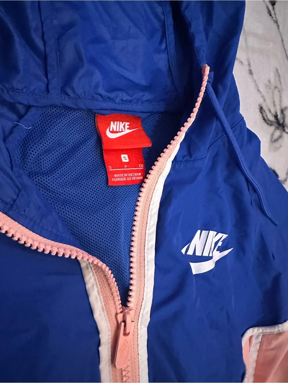 Nike Blue and Pink Women's Bomber Jacket